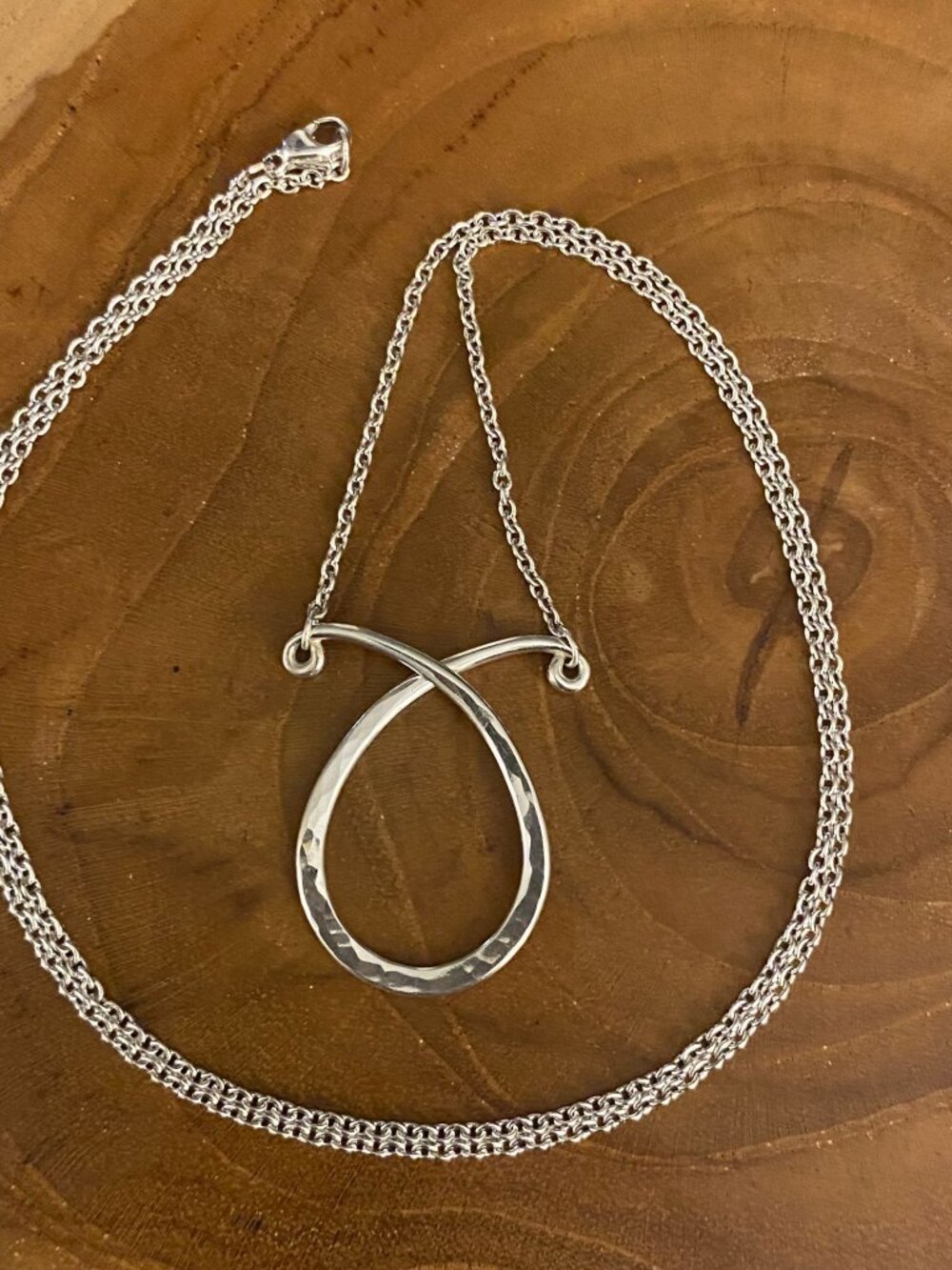 RETIRED James Avery Hammered Loop Charm Necklace, Sterling Silver